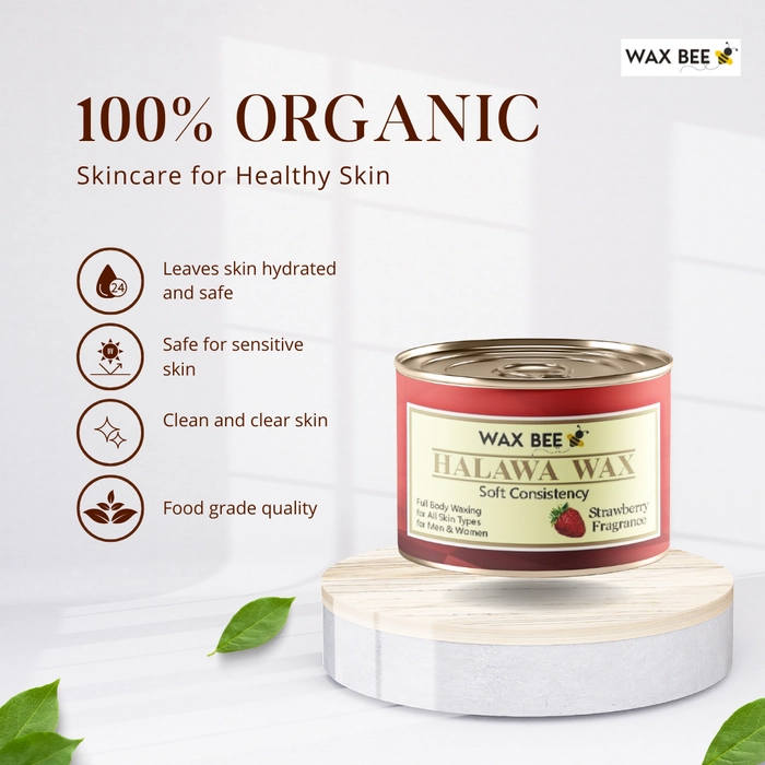 Wax Bee Strawberry Halawa Organic Wax - 300gm - With Free Applicator
