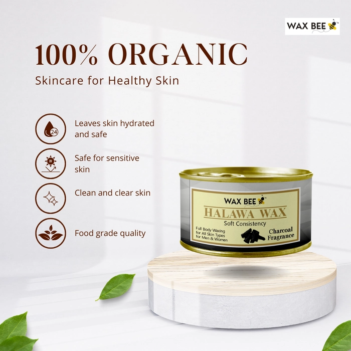 Charcoal Halawa Organic Wax - 300gm - Free Applicator