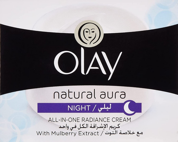 Olay, Natural Aura, Night cream , All-in-one radiance, Mulberry extract, 1.7 fl. oz. (50 g)